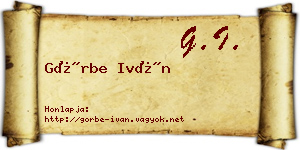 Görbe Iván névjegykártya